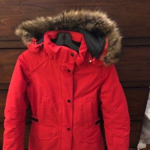 Women’s red North Face Tremaya Parka XS